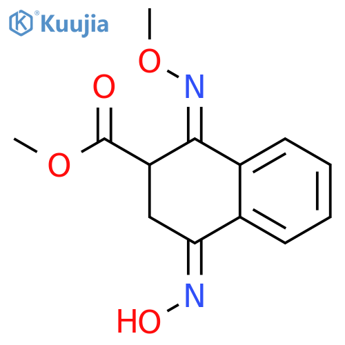 2-Naphthalenecarboxylic acid, 1,2,3,4-tetrahydro-4-(hydroxyimino)-1-(methoxyimino)-, methyl ester, (E,E)- structure