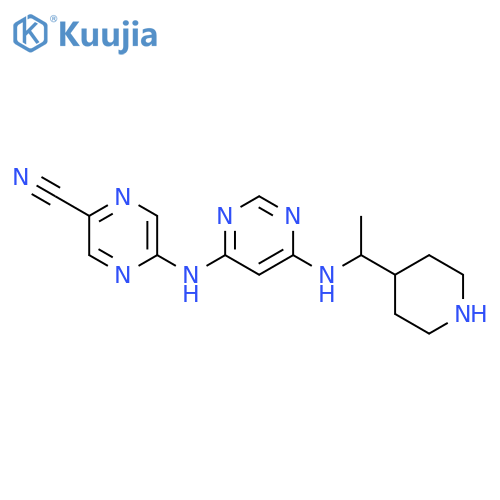 5-((6-((1-(Piperidin-4-yl)ethyl)amino)pyrimidin-4-yl)amino)pyrazine-2-carbonitrile structure