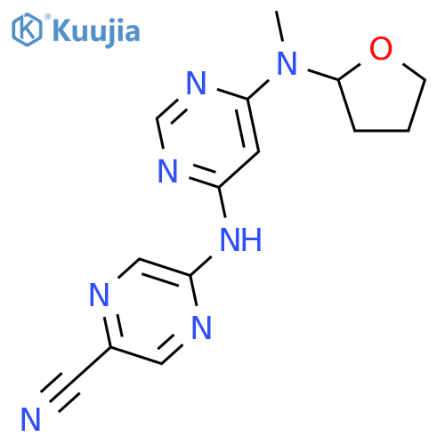 5-((6-(Methyl(tetrahydrofuran-2-yl)amino)pyrimidin-4-yl)amino)pyrazine-2-carbonitrile structure