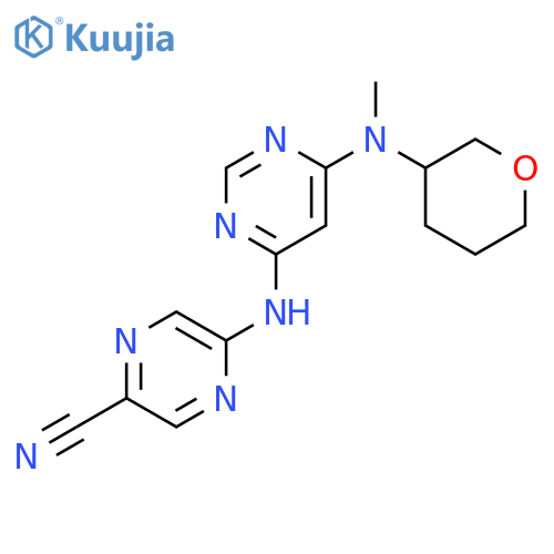 5-((6-(Methyl(tetrahydro-2H-pyran-3-yl)amino)pyrimidin-4-yl)amino)pyrazine-2-carbonitrile structure