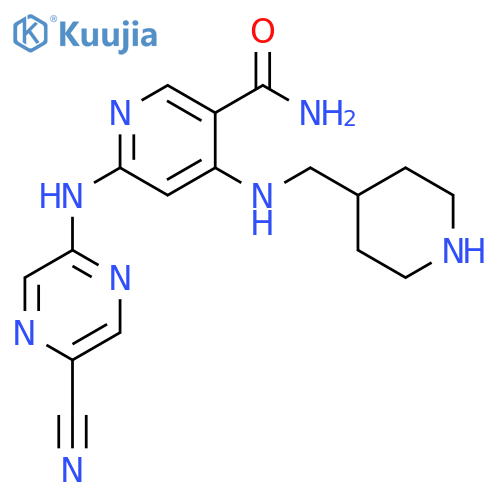 6-((5-Cyanopyrazin-2-yl)amino)-4-((piperidin-4-ylmethyl)amino)nicotinamide structure