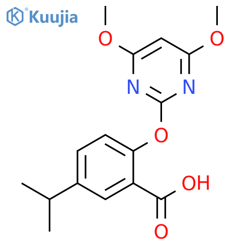 Benzoic acid, 2-[(4,6-dimethoxy-2-pyrimidinyl)oxy]-5-(1-methylethyl)- structure