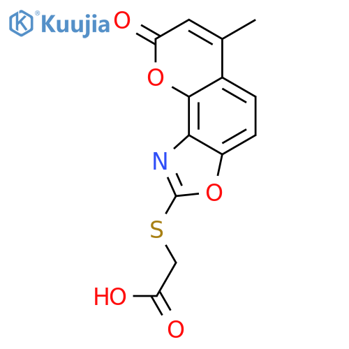 Acetic acid, [(6-methyl-8-oxo-8H-pyrano[2,3-e]benzoxazol-2-yl)thio]- structure