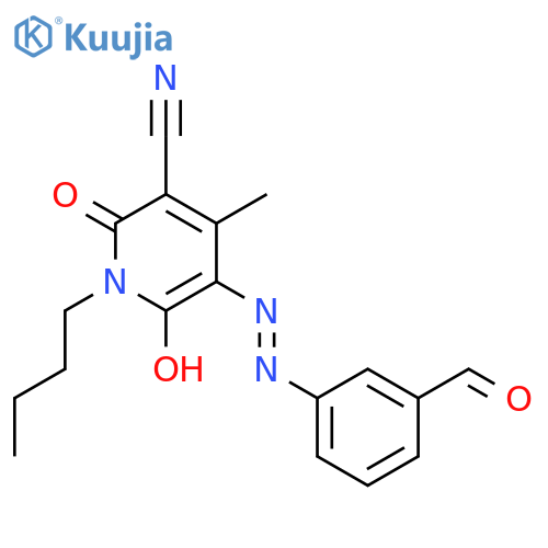 3-Pyridinecarbonitrile, 1-butyl-5-[(3-formylphenyl)azo]-1,2-dihydro-6-hydroxy-4-methyl-2-oxo- structure