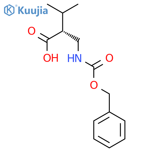 (R)-2-((((benzyloxy)carbonyl)amino)methyl)-3-methylbutanoic acid structure