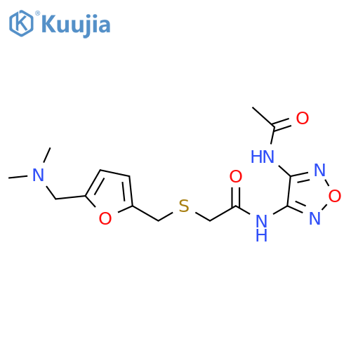 Acetamide,N-[4-(acetylamino)-1,2,5-oxadiazol-3-yl]-2-[[[5-[(dimethylamino)methyl]-2-furanyl]methyl]thio]- structure
