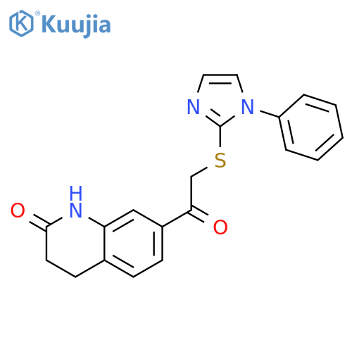 2(1H)-Quinolinone, 3,4-dihydro-7-[[(1-phenyl-1H-imidazol-2-yl)thio]acetyl]- structure