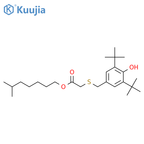 Acetic acid, [[[3,5-bis(1,1-dimethylethyl)-4-hydroxyphenyl]methyl]thio]-, 6-methylheptyl ester structure