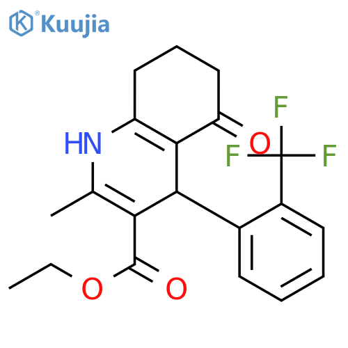 <br>ethyl 2-methyl-5-oxo-4-[2-(trifluoromethyl)phenyl]-1,4,5,6,7,8-hexahydroqui noline-3-carboxylate structure