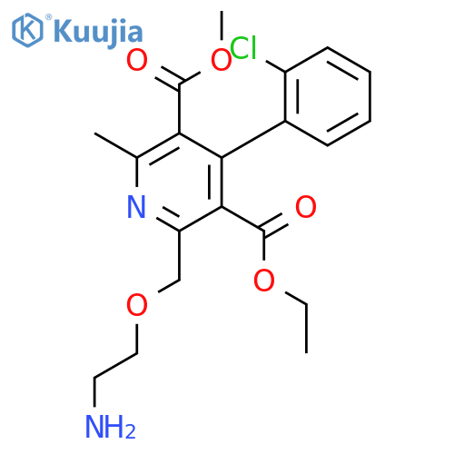 O3-ethyl O5-methyl 2-(2-aminoethoxymethyl)-4-(2-chlorophenyl)-6-methyl-pyridine-3,5-dicarboxylate structure
