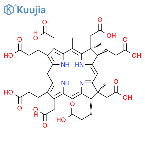 21H,23H-Porphine-2,7,12,18-tetrapropanoicacid,3,8,13,17-tetrakis(carboxymethyl)-7,8,12,13,20,24-hexahydro-8,13,15-trimethyl-,(7S,8S,12S,13S)- (9CI) structure