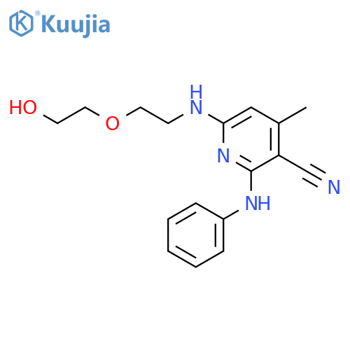 2-anilino-6-[2-(2-hydroxyethoxy)ethylamino]-4-methyl-pyridine-3-carbonitrile structure