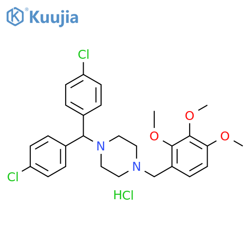1-bis(4-chlorophenyl)methyl-4-(2,3,4-trimethoxyphenyl)methylpiperazine dihydrochloride structure