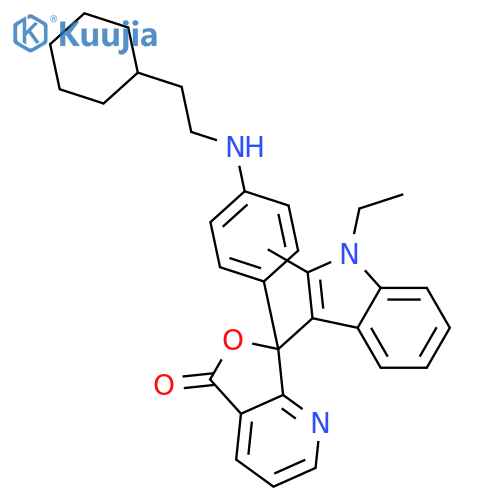 Furo[3,4-b]pyridin-5(7H)-one, 7-[4-(cyclohexylethylamino)phenyl]-7-(1-ethyl-2-methyl-1H-indol-3-yl)- structure