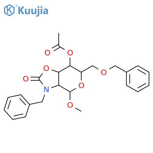 4H-Pyrano[3,4-d]oxazol-2(3H)-one, 7-(acetyloxy)tetrahydro-4-methoxy-6-[(phenylmethoxy)methyl]-3-(phenylmethyl)-, (3aR,4R,6R,7S,7aR)- structure