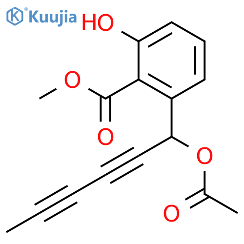 methyl 2-(1-acetyloxyhexa-2,4-diynyl)-6-hydroxybenzoate structure