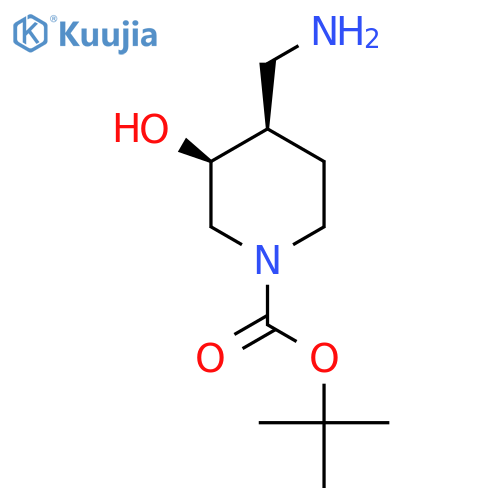 Tert-butyl (3s,4r)-4-(aminomethyl)-3-hydroxypiperidine-1-carboxylate structure