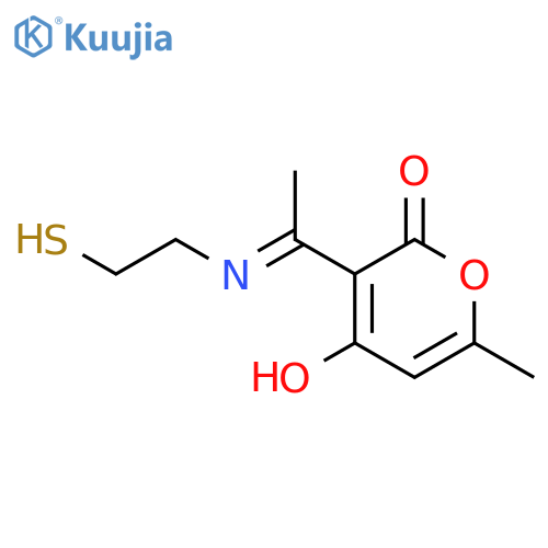 2H-Pyran-2-one, 4-hydroxy-3-[1-[(2-mercaptoethyl)imino]ethyl]-6-methyl- structure