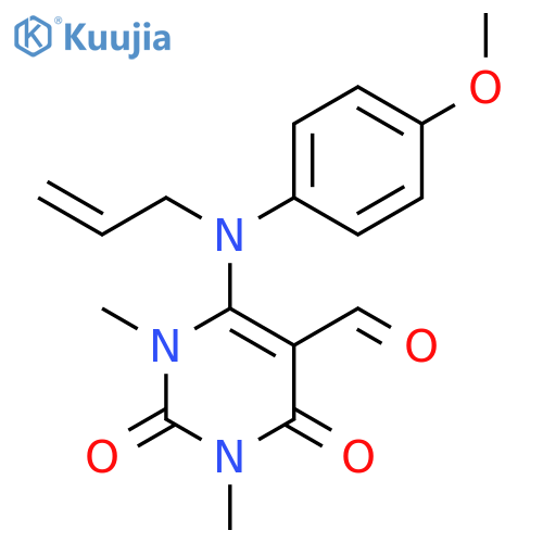 5-Pyrimidinecarboxaldehyde, 1,2,3,4-tetrahydro-6-[(4-methoxyphenyl)-2-propenylamino]-1,3-dimethyl- 2,4-dioxo- structure