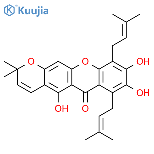 5,8,9-Trihydroxy-2,2-dimethyl-7,10-bis(3-methyl-2-buten-1-yl)-2H,6H-pyrano[3,2-b]xanthen-6-one structure