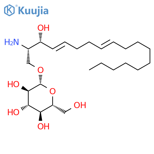 2S-amino-3R-hydroxy-4E,8E-octadecadienyl,β-D-glucopyranoside structure