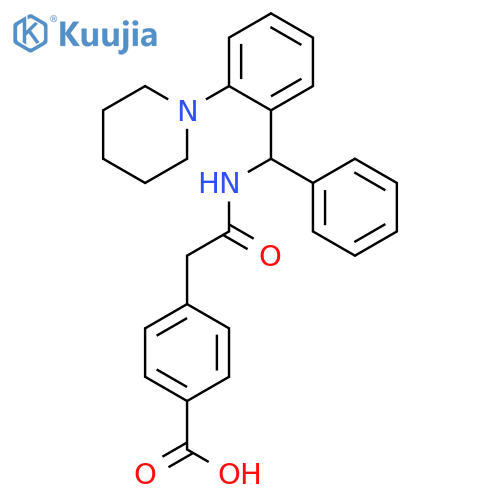 Benzoic acid, 4-[2-oxo-2-[[phenyl[2-(1-piperidinyl)phenyl]methyl]amino]ethyl]-, (-)- structure