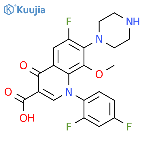 3-Quinolinecarboxylicacid,1-(2,4-difluorophenyl)-6-fluoro-1,4-dihydro-8-methoxy-4-oxo-7-(1-piperazinyl)- structure