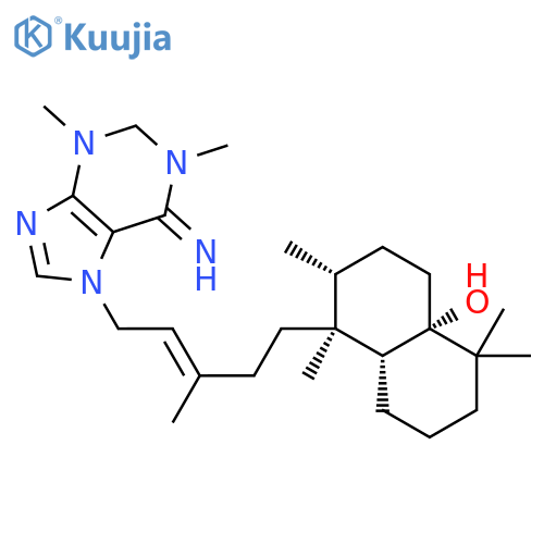 4a(2H)-Naphthalenol,octahydro-1,2,5,5-tetramethyl-1-[(3E)-3-methyl-5-(1,2,3,6-tetrahydro-6-imino-1,3-dimethyl-7H-purin-7-yl)-3-penten-1-yl]-,(1S,2R,4aS,8aR)- structure