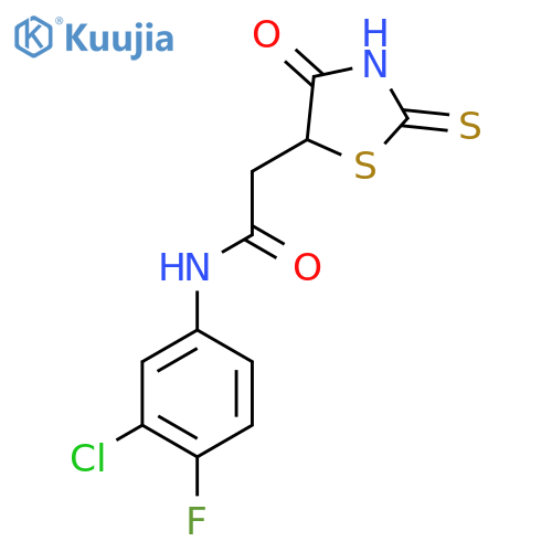N-(3-Chloro-4-fluorophenyl)-2-(2-mercapto-4-oxo-4,5-dihydro-1,3-thiazol-5-yl)acetamide structure