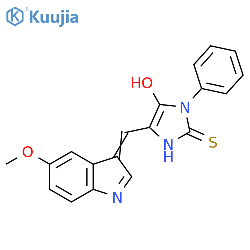 (5E)-2-Mercapto-5-[(5-methoxy-1H-indol-3-YL)-methylene]-3-phenyl-3,5-dihydro-4H-imidazol-4-one structure