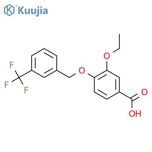 3-Ethoxy-4-{[3-(trifluoromethyl)benzyl]-oxy}benzoic acid structure