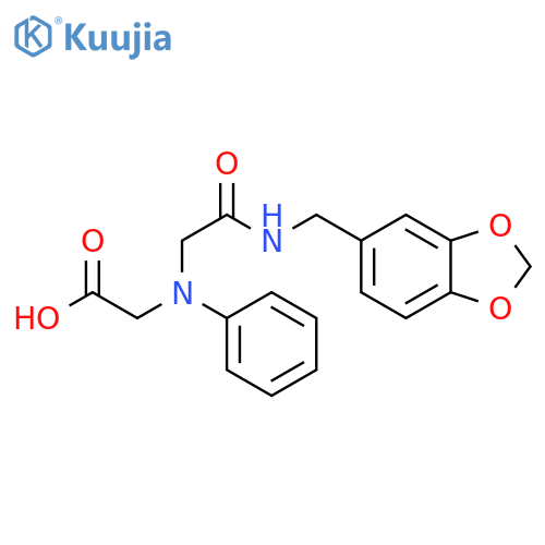 [{2-[(1,3-Benzodioxol-5-ylmethyl)amino]-2-oxoethyl}(phenyl)amino]acetic acid structure