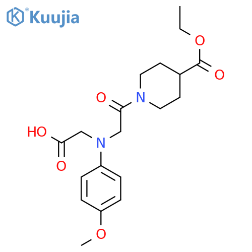 [{2-[4-(Ethoxycarbonyl)piperidin-1-yl]-2-oxoethyl}(4-methoxyphenyl)amino]acetic acid structure