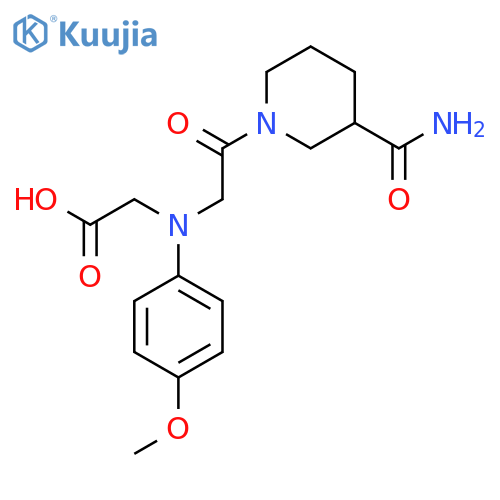 [{2-[3-(Aminocarbonyl)piperidin-1-yl]-2-oxoethyl}(4-methoxyphenyl)amino]acetic acid structure