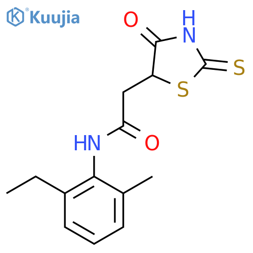 N-(2-Ethyl-6-methylphenyl)-2-(2-mercapto-4-oxo-4,5-dihydro-1,3-thiazol-5-yl)acetamide structure