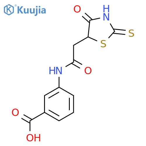 3-{[(2-Mercapto-4-oxo-4,5-dihydro-1,3-thiazol-5-yl)acetyl]amino}benzoic acid structure