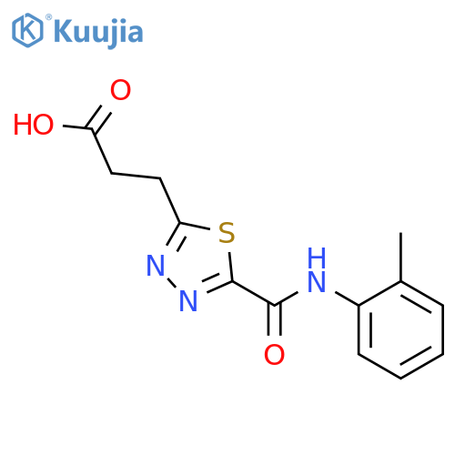 3-(5-{[(2-Methylphenyl)amino]carbonyl}-1,3,4-thiadiazol-2-yl)propanoic acid structure