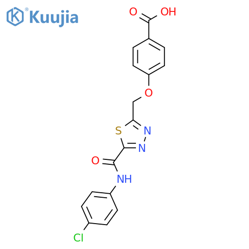 4-(5-{(4-Chlorophenyl)aminocarbonyl}-1,3,4-thiadiazol-2-yl)methoxybenzoic Acid structure