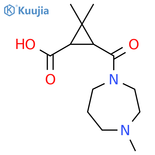 2,2-Dimethyl-3-[(4-methyl-1,4-diazepan-1-yl)-carbonyl]cyclopropanecarboxylic acid structure