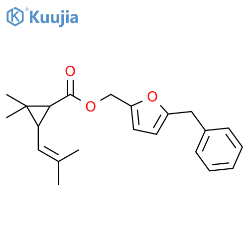 Cyclopropanecarboxylic acid, 2,2-dimethyl-3-(2-methylpropenyl)-, [5-(phenylmethyl)-2-furanyl]methyl ester structure