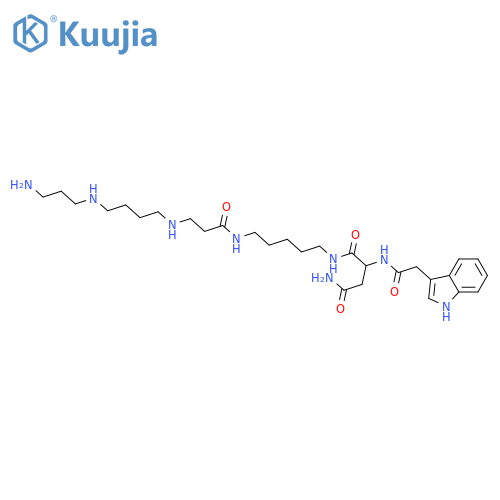 Butanediamide,N1-[5-[[3-[[4-[(3-aminopropyl)amino]butyl]amino]-1-oxopropyl]amino]pentyl]-2-[(1H-indol-3-ylacetyl)amino]-,(2S)- (9CI) structure
