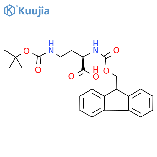 (2R)-4-{[(tert-butoxy)carbonyl]amino}-2-({[(9H-fluoren-9-yl)methoxy]carbonyl}amino)butanoic acid structure