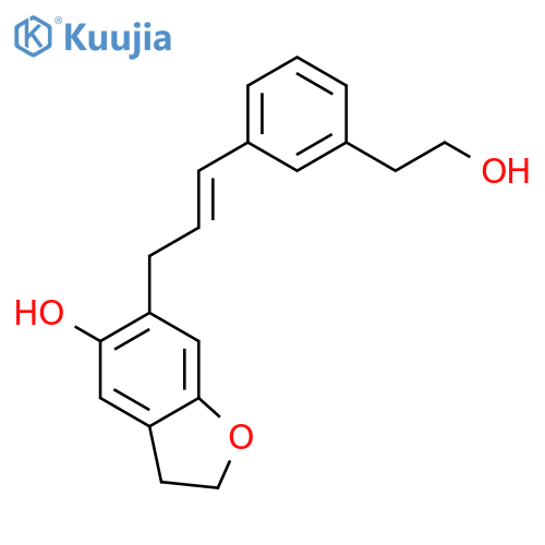 6-[3-[3-(2-hydroxyethyl)phenyl]prop-2-enyl]-2,3-dihydro-1-benzofuran-5-ol structure