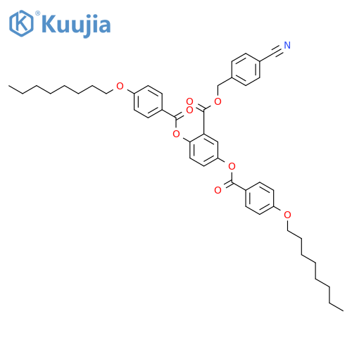 Benzoic acid, 2,5-bis[[4-(octyloxy)benzoyl]oxy]-, (4-cyanophenyl)methyl ester structure