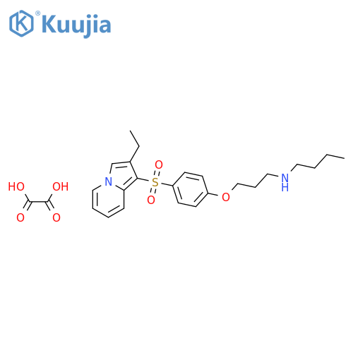 1-Butanamine, N-[3-[4-[(2-ethyl-1-indolizinyl)sulfonyl]phenoxy]propyl]-, ethanedioate (1:1) structure
