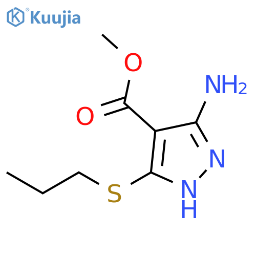 1H-Pyrazole-4-carboxylic acid, 3-amino-5-(propylthio)-, methyl ester structure
