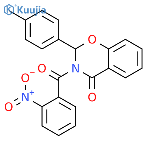 4H-1,3-Benzoxazin-4-one,2,3-dihydro-2-(4-methylphenyl)-3-(2-nitrobenzoyl)- structure