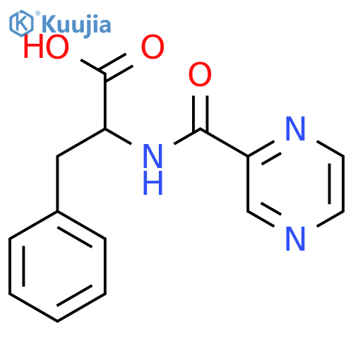 (2S)-3-phenyl-2-[(pyrazin-2-yl)formamido]propanoic acid structure