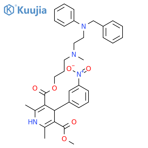 3,5-Pyridinedicarboxylic acid, 1,4-dihydro-2,6-dimethyl-4-(3-nitrophenyl)-, methyl 3-[methyl[2-[phenyl(phenylmethyl)amino]ethyl]amino]propyl ester structure