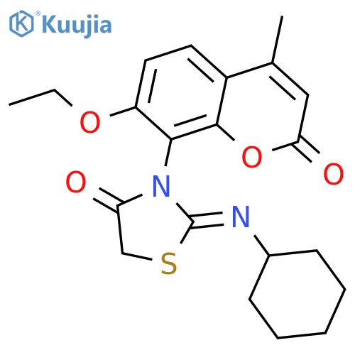 4-Thiazolidinone, 2-(cyclohexylimino)-3-(7-ethoxy-4-methyl-2-oxo-2H-1-benzopyran-8-yl)- structure